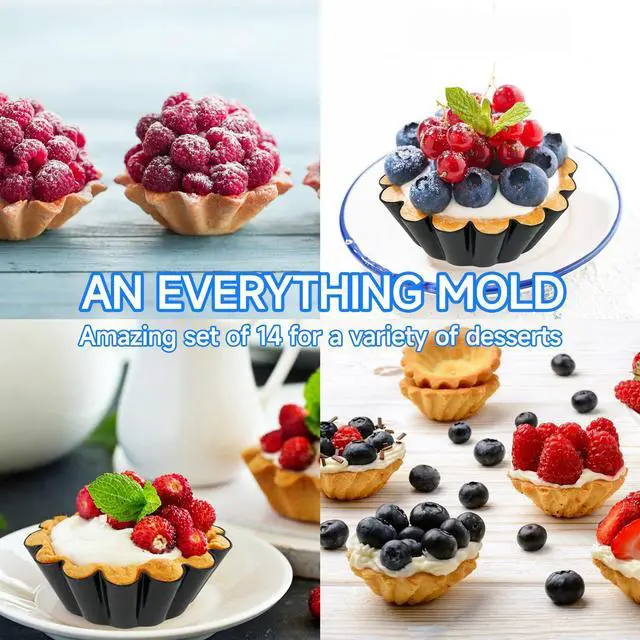 Alt view image 7 of 7 - 14PCS Egg Tart Molds, Non Stick Mini Tart Pans, 2.6-Inch Fluted Mini Pie Pans for Baking