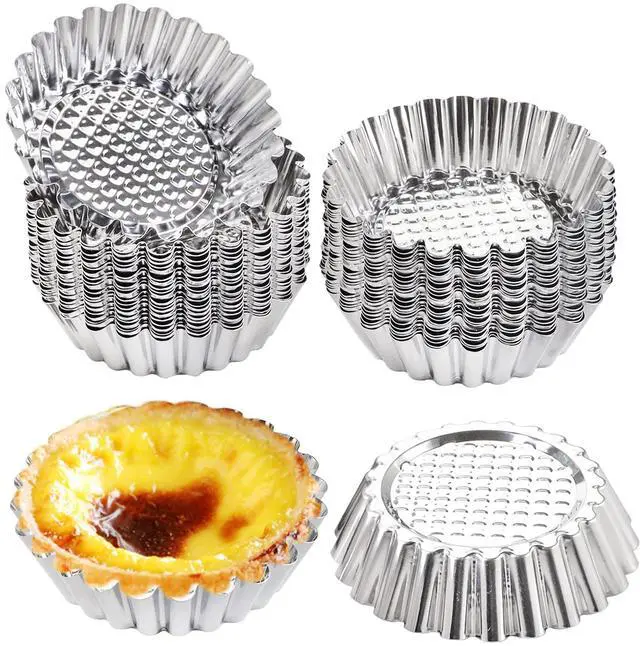 Main image of 30 PCS Egg Tart Mold for Baking, 3.8 Inch Stainless Steel Mini Tart Tin Pans, Ensaymada Molder Filipino, Pie Tartlet Cupcake Cake Muffin Mold