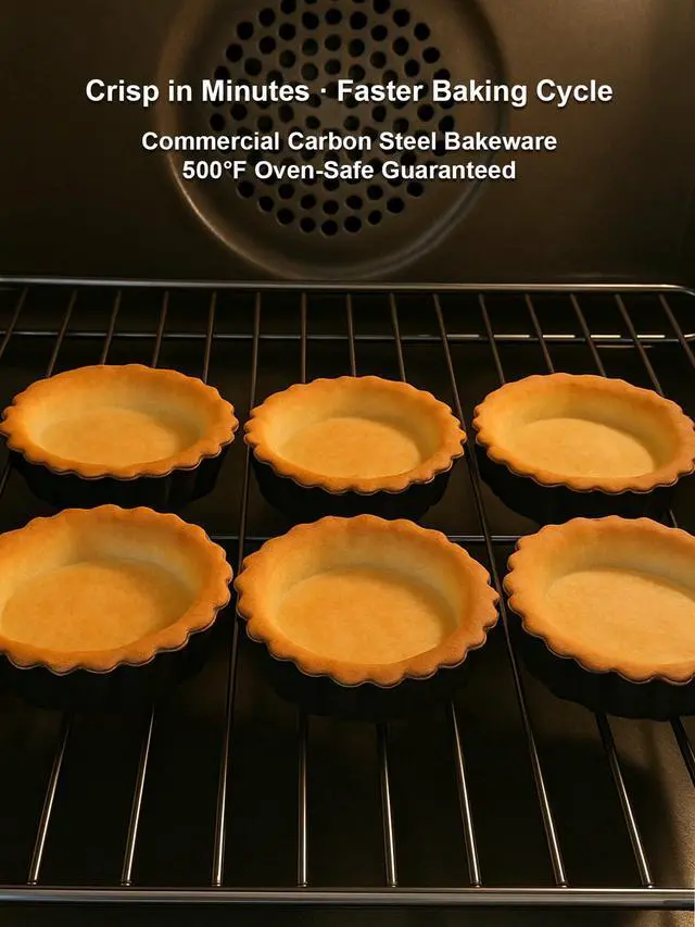 Alt view image 5 of 7 - 4 Inch Mini Quiche Pans Black 6 Pack. Egg Tart Molds w/Removable Bottom, Non-Stick Coating, Rugged Carbon Steel for Small Tart Quiche Pie Making. Gift for Women Christmas Thanksgiving Festival