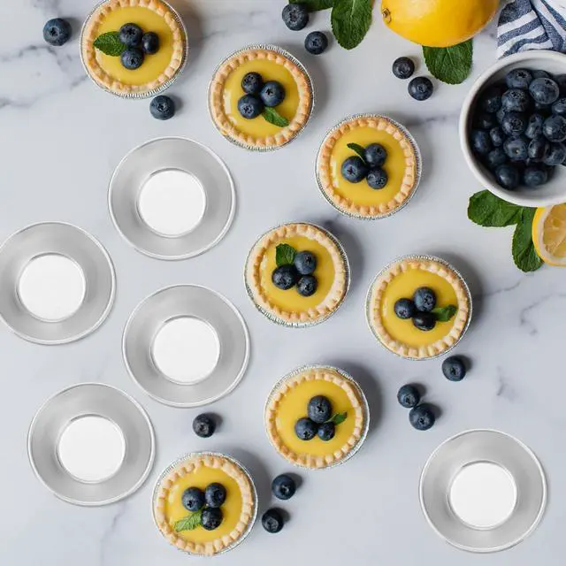 Alt view image 2 of 7 - 25 Pack Egg Tart Molds 2.75 Inch Aluminum Alloy Mini Pie Bakeware with Non-Stick Coating Round Baking Cups for Muffins Cupcakes Cheesecakes Cookies Desserts