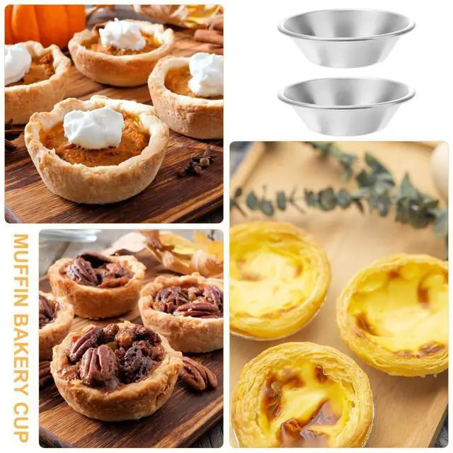 Alt view image 5 of 7 - 25 Pack Egg Tart Molds 2.75 Inch Aluminum Alloy Mini Pie Bakeware with Non-Stick Coating Round Baking Cups for Muffins Cupcakes Cheesecakes Cookies Desserts
