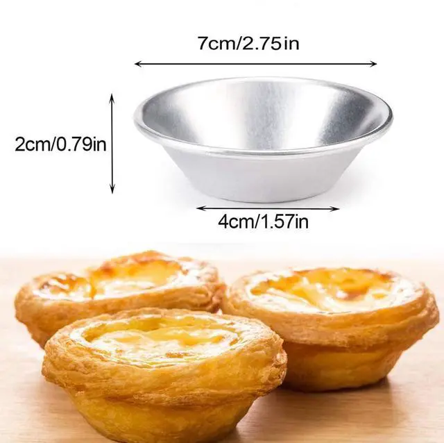 Alt view image 3 of 6 - 20Pcs Egg Tart Molds, Mini Tart Pan for Baking, Aluminium Puto Mold Pie Tins Cupcake Pudding Cups Mould