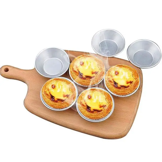 Alt view image 4 of 5 - 25 Pack Egg Tart Molds, Mini Pie Tart Pans, Non-Stick Reusable Baking Cups, Metal Muffin Cupcake Pans for Baking, Kitchen Bakeware