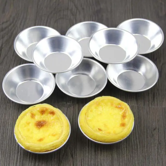 Alt view image 4 of 5 - 25Pack Egg Tart Molds Tiny Pie Tartlets Dessert Mold Pans Tin Puto Cup Bakeware Cake Cookie Mold, Round Resuable Nonstick (Aluminum)