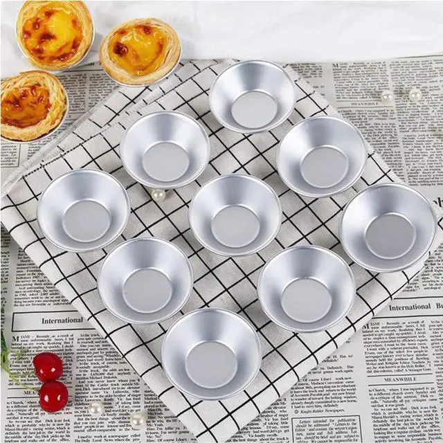 Alt view image 5 of 5 - 25Pack Egg Tart Molds Tiny Pie Tartlets Dessert Mold Pans Tin Puto Cup Bakeware Cake Cookie Mold, Round Resuable Nonstick (Aluminum)