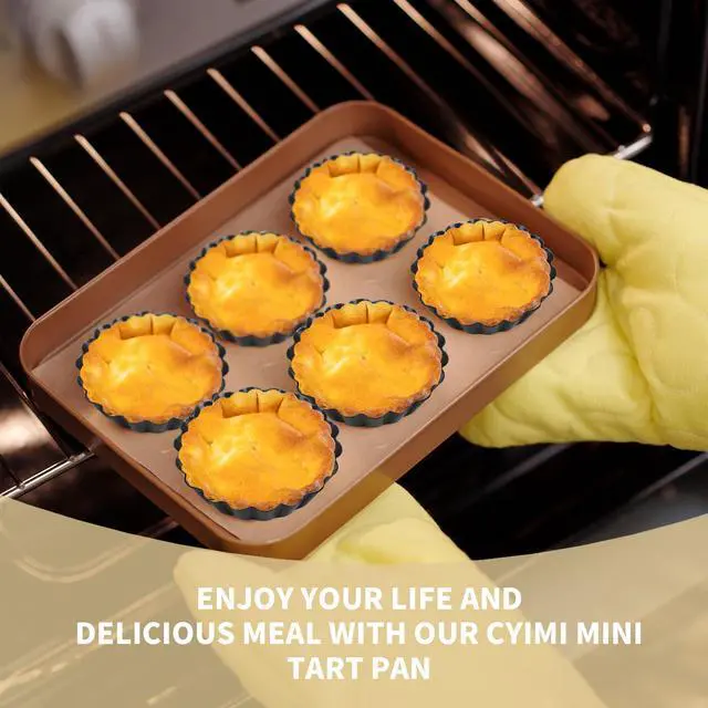 Alt view image 7 of 7 - 12 pcs Egg Tart Molds, 3" Mini Tart Pans Removable Bottom, Cupcake Cake Muffin Mold Tin Pan Baking Tool, Reusable Quiche Bakeware Carbon Steel for Pies, Quiche, Cheese Cakes, Desserts