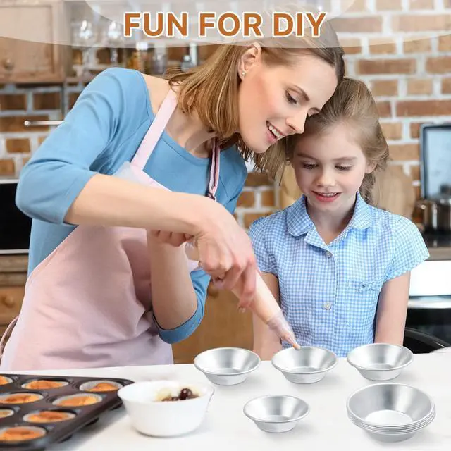 Alt view image 3 of 7 - 25 Pack Egg Tart Molds, Puto Molder Cookie Steamer Dessert Molds, Small Aluminum Nonstick Pans Pie Molds for Baking Pies Cupcakes Mini Cakes Puddings Jellies