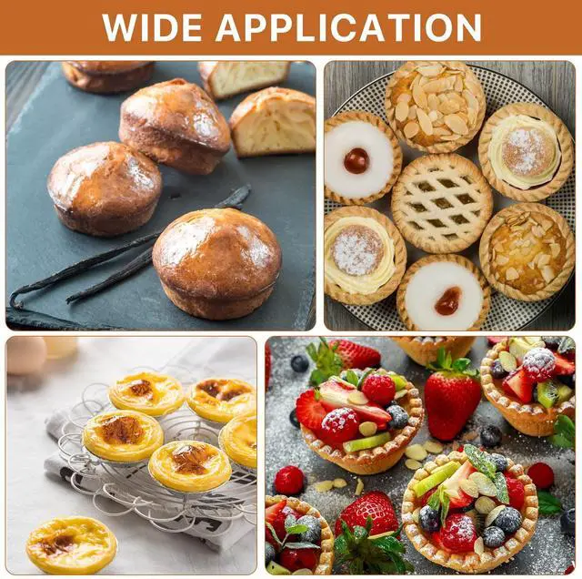Alt view image 4 of 7 - 25 Pack Egg Tart Molds, Puto Molder Cookie Steamer Dessert Molds, Small Aluminum Nonstick Pans Pie Molds for Baking Pies Cupcakes Mini Cakes Puddings Jellies
