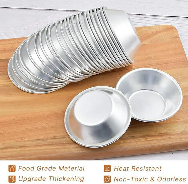 Alt view image 6 of 7 - 25 Pack Egg Tart Molds, Puto Molder Cookie Steamer Dessert Molds, Small Aluminum Nonstick Pans Pie Molds for Baking Pies Cupcakes Mini Cakes Puddings Jellies