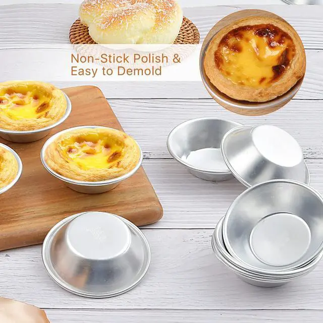 Alt view image 5 of 7 - 25 Pack Egg Tart Molds, Puto Molder Cookie Steamer Dessert Molds, Small Aluminum Nonstick Pans Pie Molds for Baking Pies Cupcakes Mini Cakes Puddings Jellies
