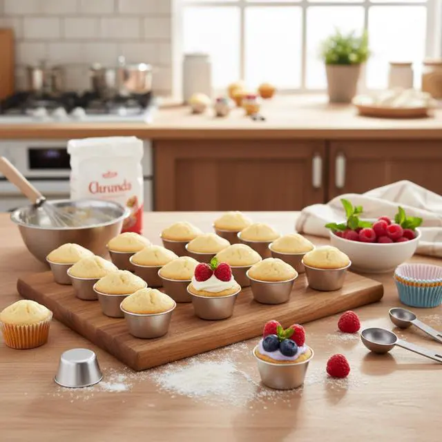 Alt view image 6 of 6 - 10 Pieces Individual Flan Molds Egg Tart Molds Pudding Cups Mini Chocolate Molten Pans Carbon Steel Cupcake Cake Cookie, Round Nonstick Popover Bakeware Tumblers(2.6 x 2 x 1.3 Inch)