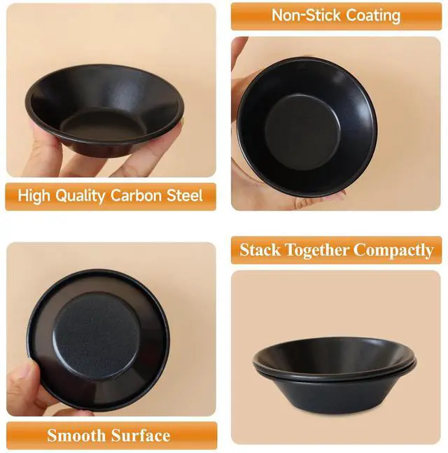 Alt view image 4 of 7 - 6PCS Egg Tart Molds 3-Inch Pastel de Nata Tins, Carbon Steel Pie Tins, Mini Tart Pans for Baking