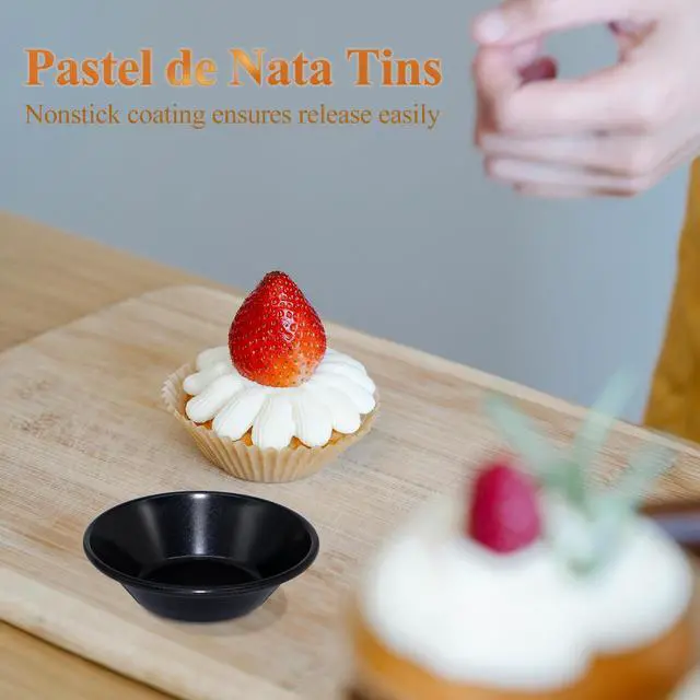 Alt view image 7 of 7 - 6PCS Egg Tart Molds 3-Inch Pastel de Nata Tins, Carbon Steel Pie Tins, Mini Tart Pans for Baking