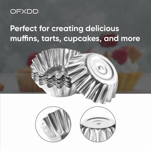 Alt view image 6 of 7 - Muffin Cups for Kitchen Baking 2.36 Inch - Metal Egg Tart Molds for Baking, 30 Pcs - Reusable Mini Tart Tins and Cupcake