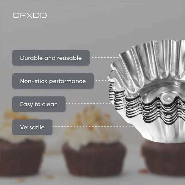 Alt view image 5 of 7 - Muffin Cups for Kitchen Baking 2.36 Inch - Metal Egg Tart Molds for Baking, 30 Pcs - Reusable Mini Tart Tins and Cupcake