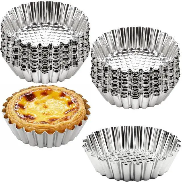 Main image of 30Pcs 3.8" Stainless Steel Tart Pans for Egg Tart, Ensaymada