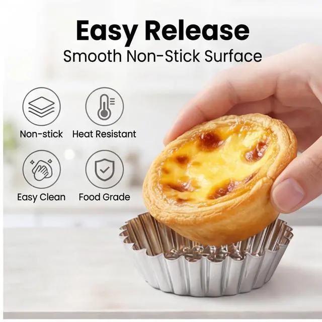 Alt view image 3 of 7 - 30Pcs 3.8" Stainless Steel Tart Pans for Egg Tart, Ensaymada