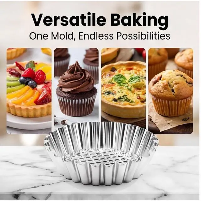 Alt view image 4 of 7 - 30Pcs 3.8" Stainless Steel Tart Pans for Egg Tart, Ensaymada