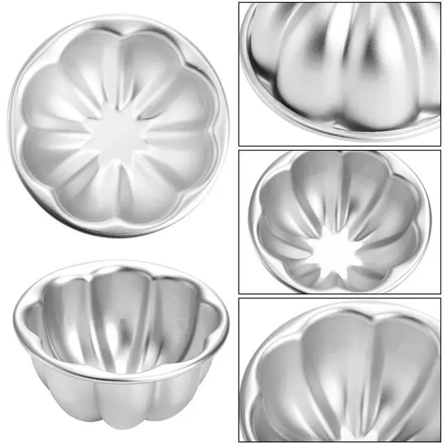 Alt view image 3 of 7 - 12 Pack Egg Tart Molds, Aluminum Alloy Pudding Jelly Molds, Reusable Cake Tartlets, Cupcake and Muffin Cups for Baking, Flower Shape, Non-sticky