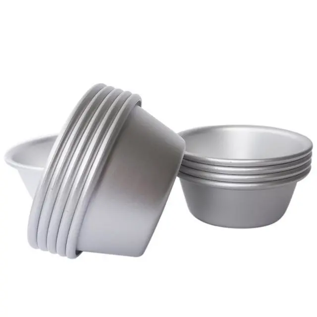 Alt view image 5 of 7 - Aluminum Alloy Tart Pan, 3 Inch Cute Flan Mold, 10 Pieces Egg Tart Molds for Baking Pastel de Nata, Pie, Tartlet, Popover - Silver Tin