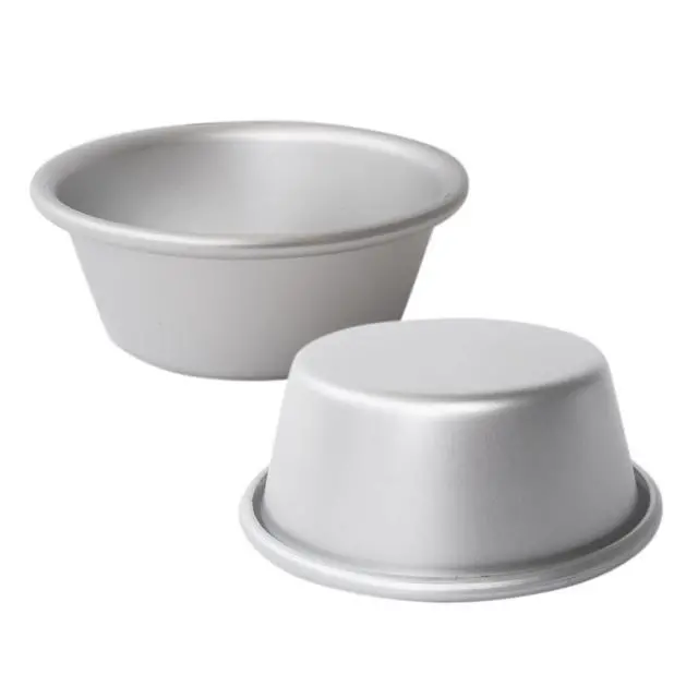 Alt view image 4 of 7 - Aluminum Alloy Tart Pan, 3 Inch Cute Flan Mold, 10 Pieces Egg Tart Molds for Baking Pastel de Nata, Pie, Tartlet, Popover - Silver Tin