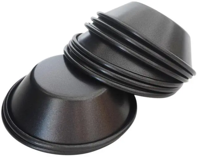 Main image of 3 Inch Tart Pan, Carbon Steel Pastel De Nata Tins, Nonstick Egg Tart Molds, Mini Round Quiche and Pie Pan for Tartlet, Cupcake, Pudding, Muffin Baking - 8Pcs, Black