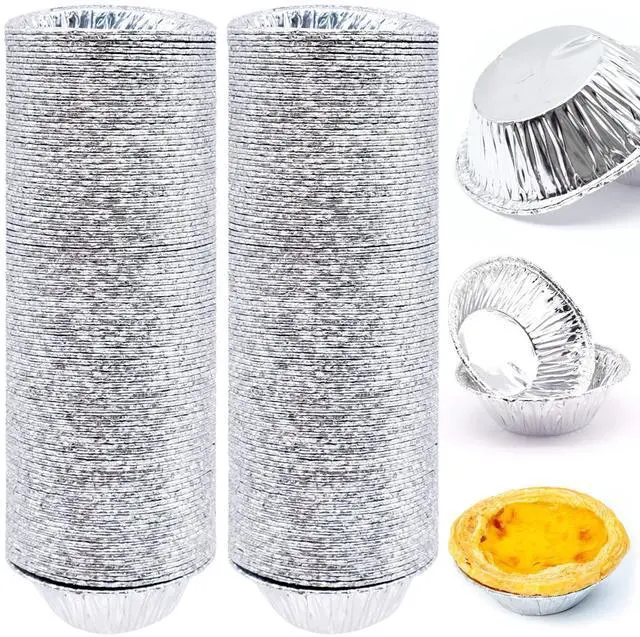 Main image of 200 PCS Egg Tart Baking Cups, Disposable Aluminum Foil Liners for Pudding, Cupcake, Muffin, Creme Brulee Baking