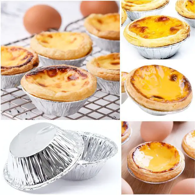 Alt view image 3 of 7 - 200 PCS Egg Tart Baking Cups, Disposable Aluminum Foil Liners for Pudding, Cupcake, Muffin, Creme Brulee Baking