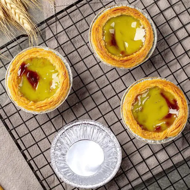 Alt view image 4 of 7 - 200 PCS Egg Tart Baking Cups, Disposable Aluminum Foil Liners for Pudding, Cupcake, Muffin, Creme Brulee Baking