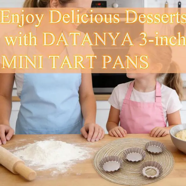 Alt view image 6 of 7 - Mini Tart Pans Removable Bottom 3 Inch, Carbon Steel Nonstick Quiche Pan Pie Tart Tin Mold, 0.8inches High for Baking Tartlets, Pies, Cakes, Cupcakes - Premium Champagne Gold 12PCS