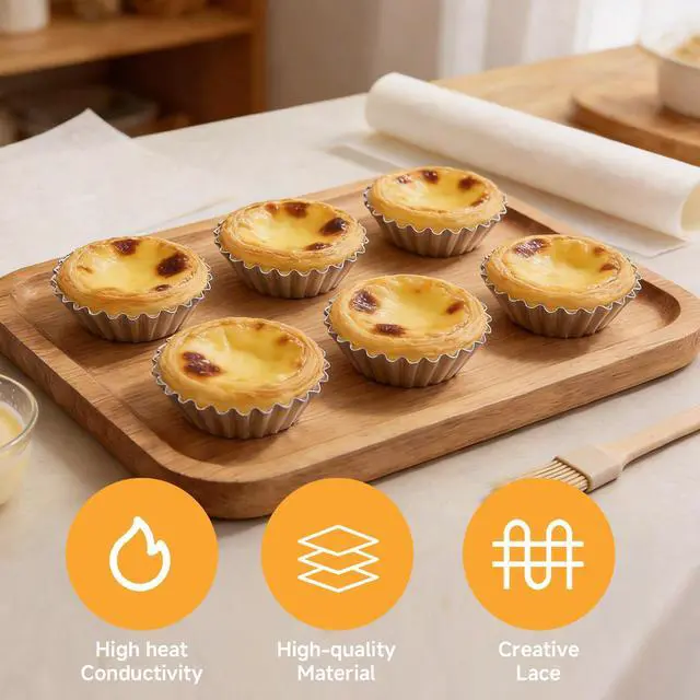 Alt view image 3 of 7 - 40 Pcs 2.75 Inch Egg Tart Molds, Non-Stick Aluminium Tartlet Pans for Baking, Ensaymada Molder Filipino Style for Home Bakers Pastry Chefs Mini Pie Cupcake Dessert