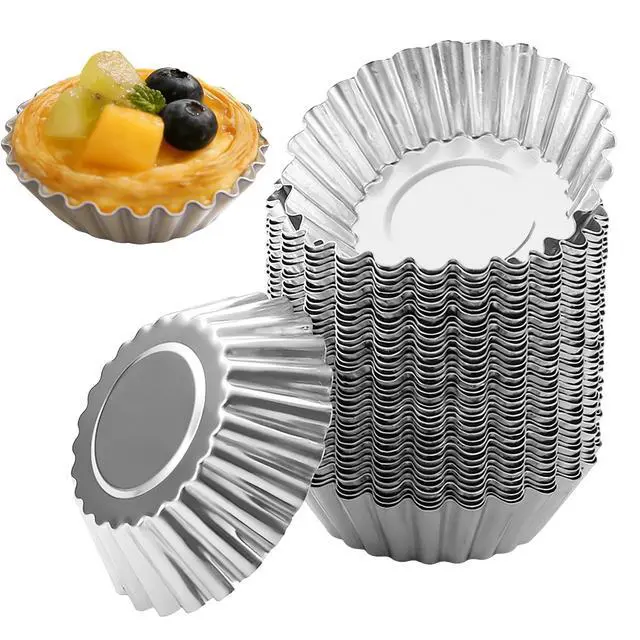 Alt view image 7 of 7 - 40 Pcs 2.75 Inch Egg Tart Molds, Non-Stick Aluminium Tartlet Pans for Baking, Ensaymada Molder Filipino Style for Home Bakers Pastry Chefs Mini Pie Cupcake Dessert