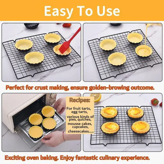 Alt view image 4 of 7 - Mini Tart Pans Removable Bottom 3 Inch, Carbon Steel Nonstick Quiche Pan Pie Tart Tin Mold, 0.8inches High for Baking Tartlets, Pies, Cakes, Cupcakes - Premium Champagne Gold 12PCS