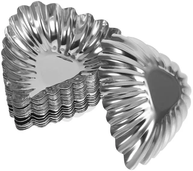 Main image of 20Pcs Stainless Steel Egg Tart Molds Tart Pans Muffin Baking Molds Non-Stick Kitchen Cooking Molds for Home Bakery Desserts 3.07X2.55X0.78In