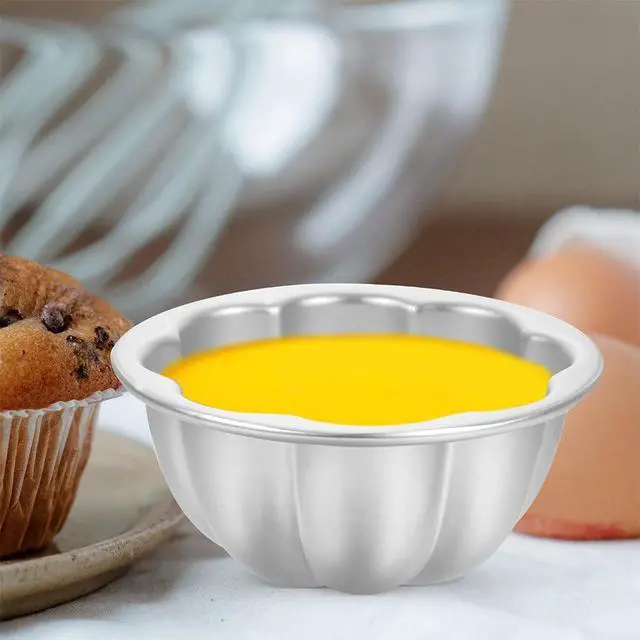 Alt view image 5 of 7 - 8pcs Aluminum Alloy Flan Mold Non-stick Egg Tart Tartlet Pudding Molds - Flower Shape Baking Cups For Muffins Pastries Desserts