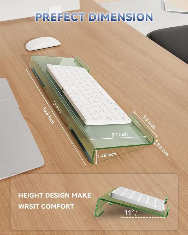Alt view image 3 of 6 - Computer Keyboard Wrist Rest Stand for Desktop(Green), Keyboard Riser