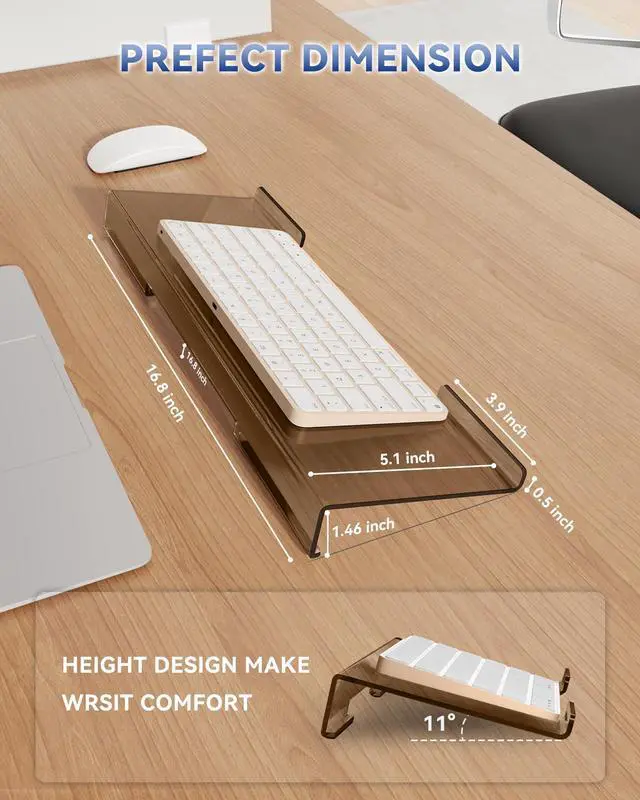 Alt view image 3 of 6 - Computer Keyboard Wrist Rest Stand for Desktop(Coffee), Keyboard Riser