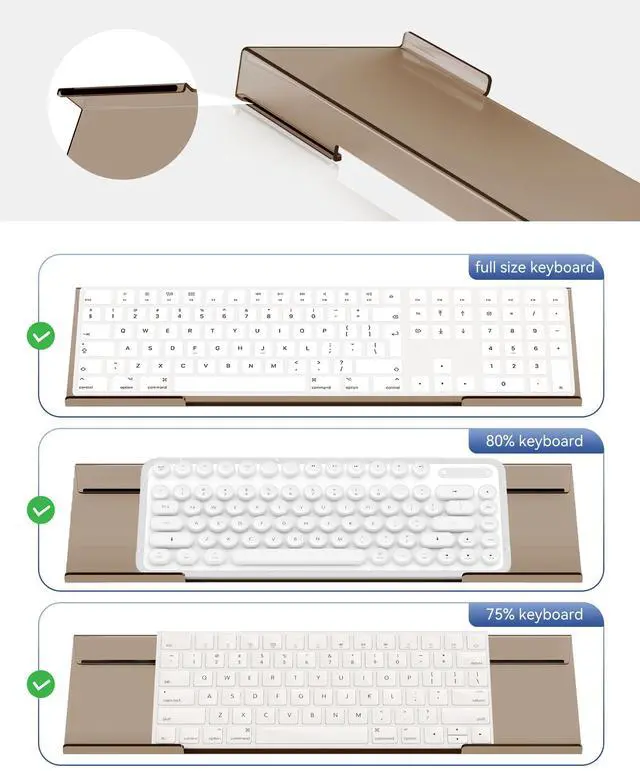 Alt view image 5 of 6 - Computer Keyboard Wrist Rest Stand for Desktop(Coffee), Keyboard Riser