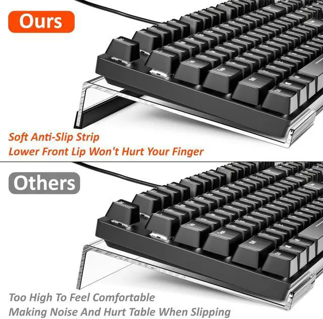 Alt view image 3 of 7 - Computer Keyboard Stand PC Keyboard Stand, Acrylic Tilted Keyboard Stand for Ergonomic Typing Clear Keyboard Tray for Easy Typing and Working, Keyboard Holder with Silicone Non-Slip Case