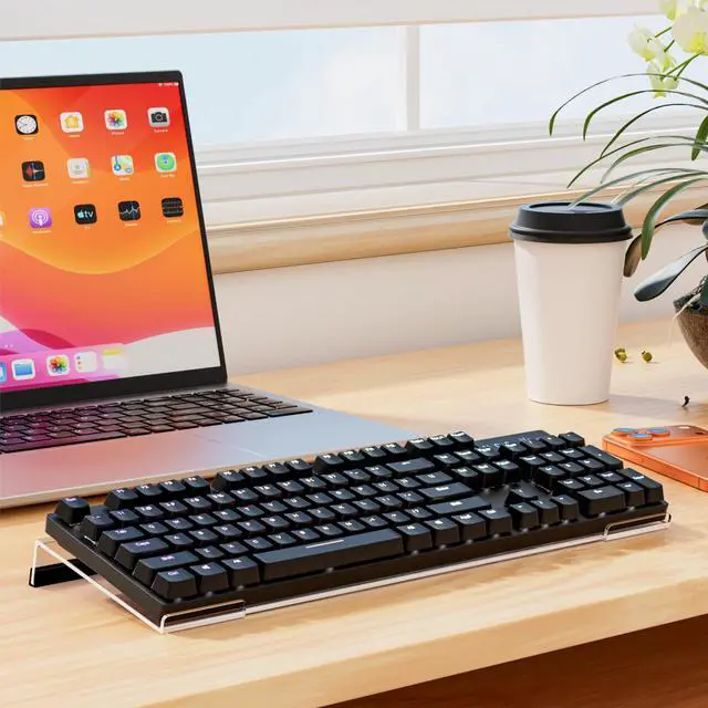 Alt view image 7 of 7 - Computer Keyboard Stand PC Keyboard Stand, Acrylic Tilted Keyboard Stand for Ergonomic Typing Clear Keyboard Tray for Easy Typing and Working, Keyboard Holder with Silicone Non-Slip Case