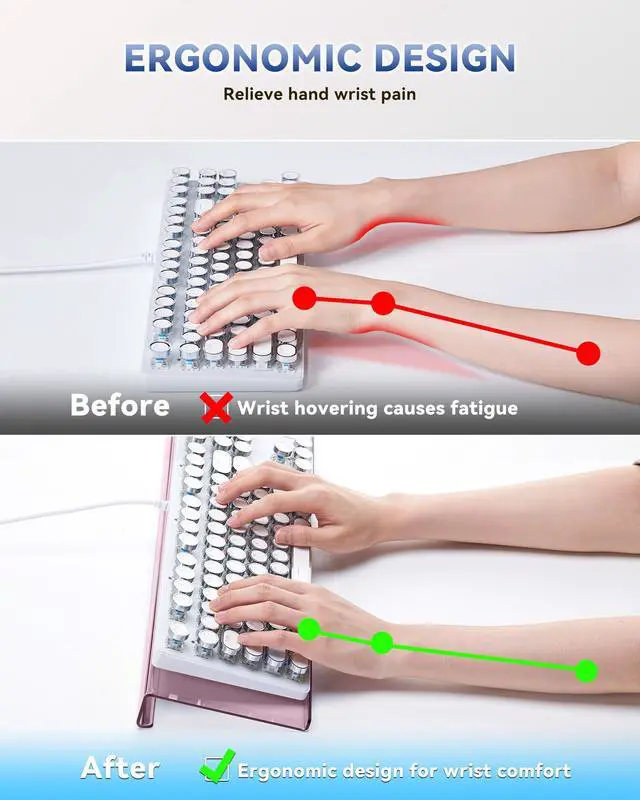 Alt view image 4 of 6 - Computer Keyboard Wrist Rest Stand for Desktop(Rose Pink), Keyboard Riser