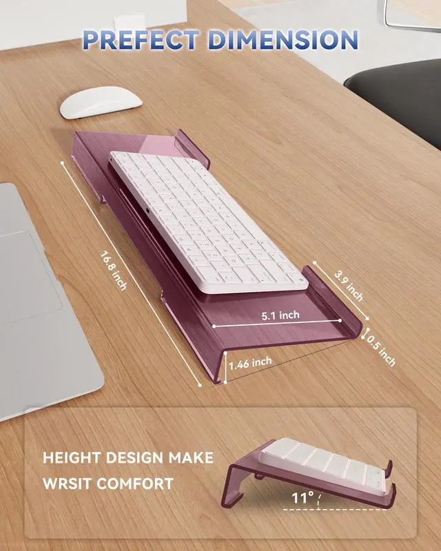 Alt view image 2 of 6 - Computer Keyboard Wrist Rest Stand for Desktop(Rose Pink), Keyboard Riser