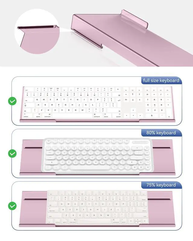 Alt view image 5 of 6 - Computer Keyboard Wrist Rest Stand for Desktop(Rose Pink), Keyboard Riser