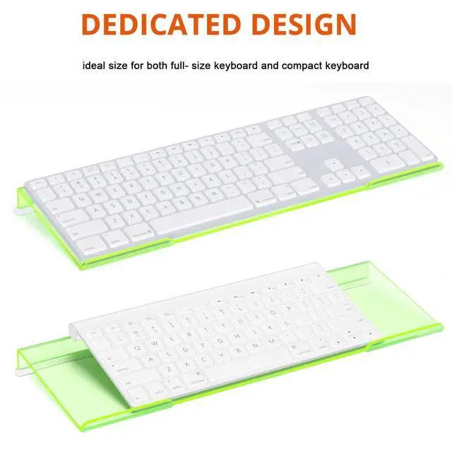 Alt view image 2 of 7 - Epoptic Green Acrylic Tilted Computer Keyboard Holder for Easy Ergonomic Typing, Keyboard Stand for Office, Home, School, Fluorescent Green