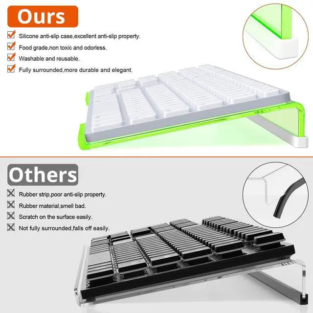 Alt view image 6 of 7 - Epoptic Green Acrylic Tilted Computer Keyboard Holder for Easy Ergonomic Typing, Keyboard Stand for Office, Home, School, Fluorescent Green