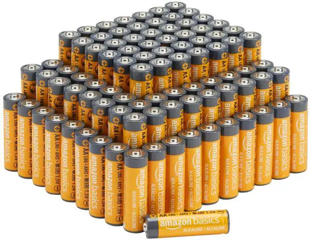 Main image of 100-Pack AA Alkaline Batteries, 1.5 Volt, 10-Year Shelf Life, Reliable