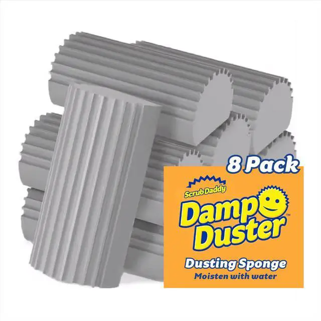 Main image of Damp Duster Dusting Sponges (8 Count) - Dust Remover for Household Cleaning - Duster for Vents, Railings & Blinds - Reusable Baseboard Cleaner