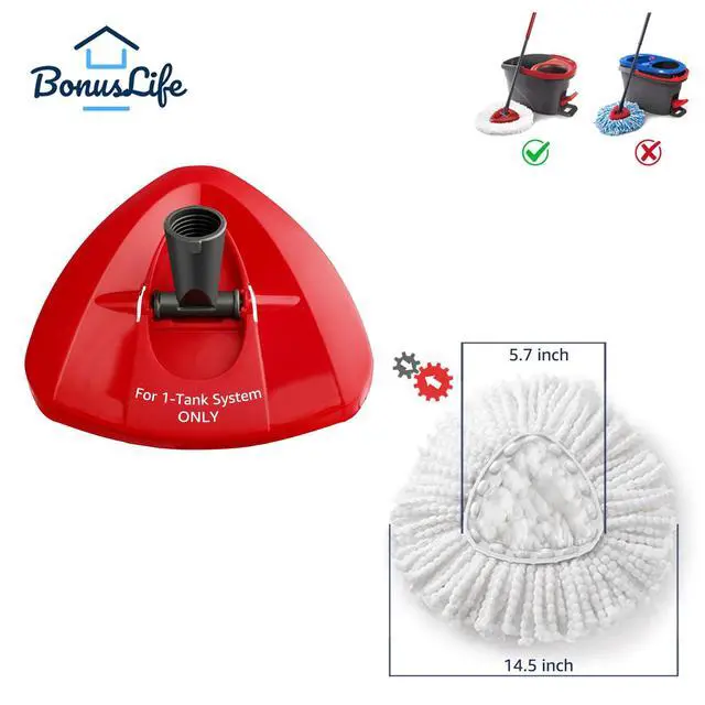 Alt view image 4 of 5 - Mop Heads Replacements for O-Ceda Easy Wrin Spin System, Microfiber Refills, Easy Cleaning Mop Head Replacement White 6 Pack