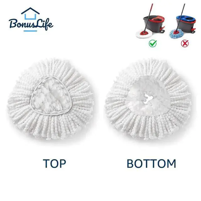 Alt view image 5 of 5 - Mop Heads Replacements for O-Ceda Easy Wrin Spin System, Microfiber Refills, Easy Cleaning Mop Head Replacement White 6 Pack
