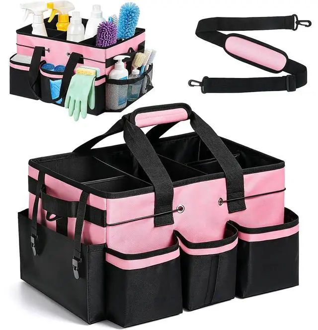 Main image of Wearable Large Cleaning Caddy Bag with Dividers, Household Cleaning Caddy for Cleaning Supplies Organizer Car Wash, Cleaner Tote Detailing Bag with Shoulder Strap and Handles for Housekeeper Storage